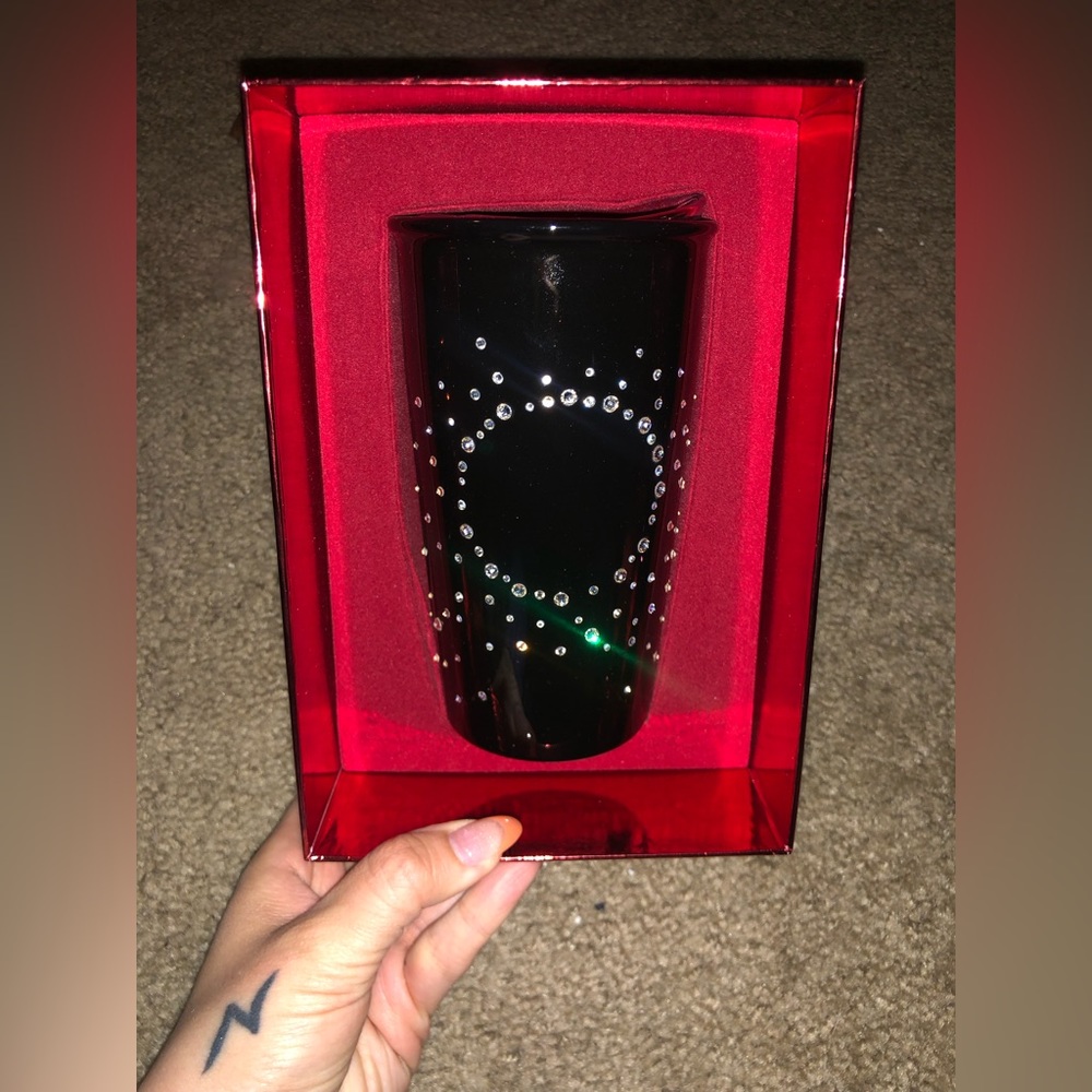 🖤💎SUPER RARE STARBUCKS BLACK SWAROVSKI CRYSTAL HOT CUP🖤💎